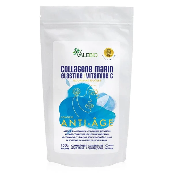Valebio Collagene marino Elastina Vitamina C Complesso anti-età 150g