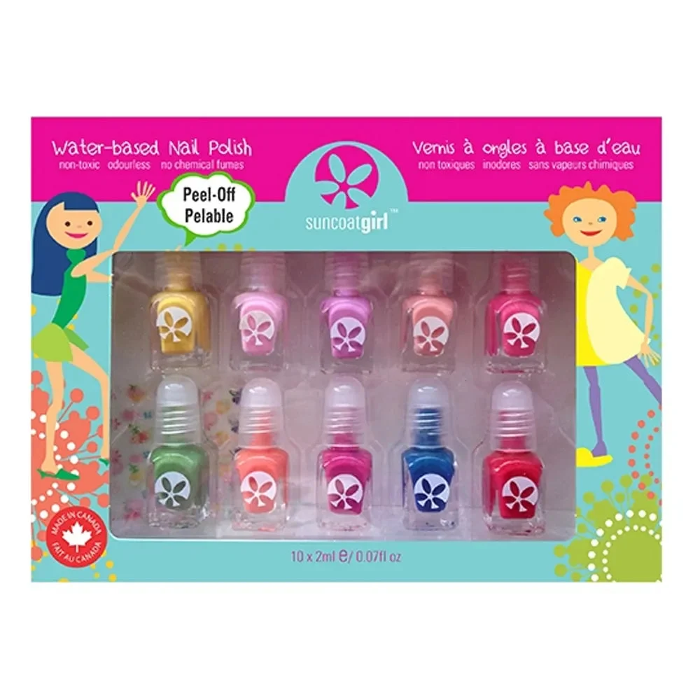 Suncoat Girl Kit Smalto Party Pallet 10 Mini Smalto + Lima Per Unghie + Adesivi 2ml