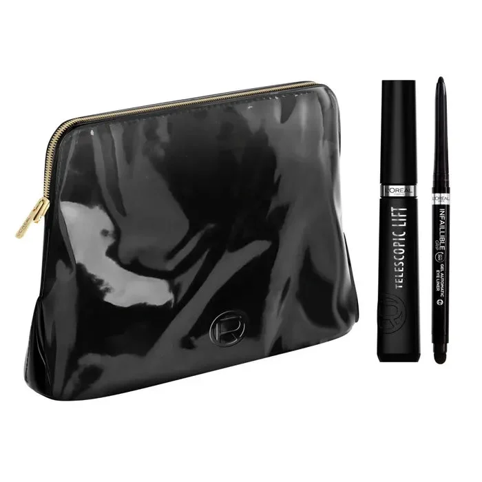 L'Oréal Paris Trousse Donna Lusso - Mascara Telescopic Lift Nero + Infallibile 36H Grip Liner