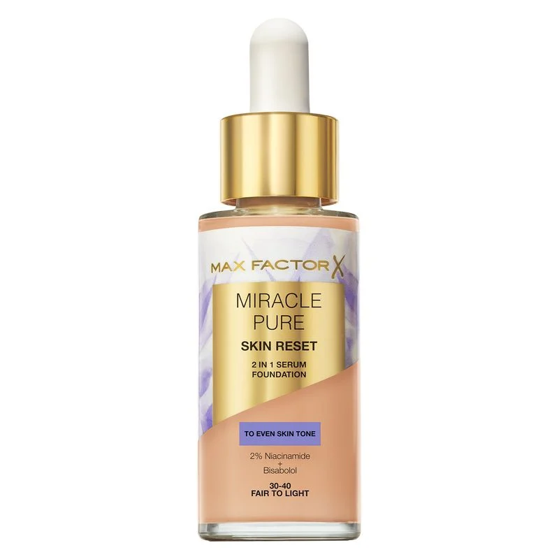 Fondotinta Max Factor Miracle Pure Skin Reset 2 in 1 Fondotinta siero 30-40 da chiaro a chiaro (30 ml)