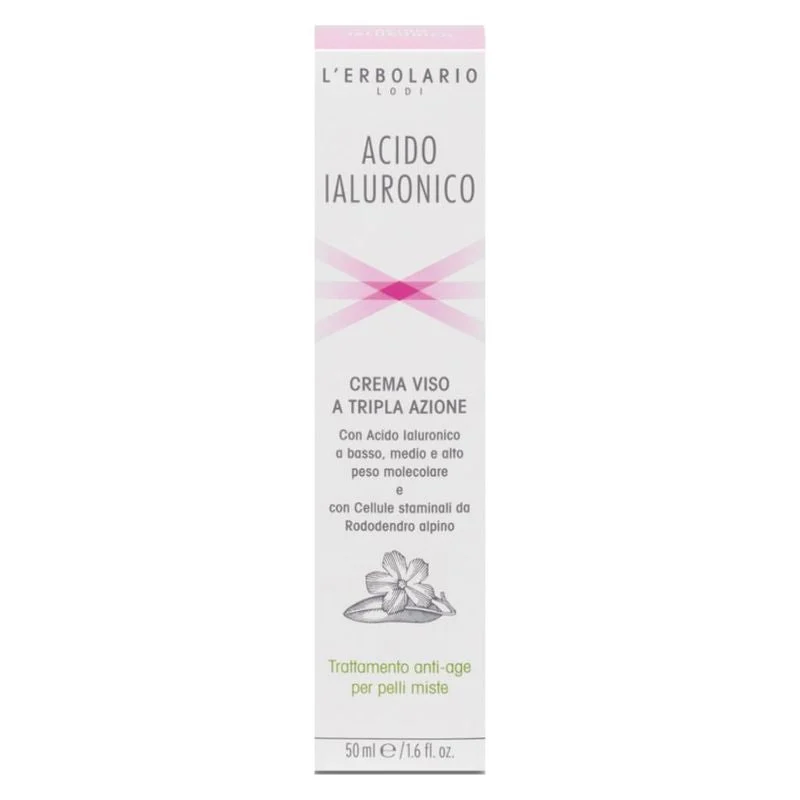 L'Erbolario Acido Ialuronico Crema Viso A Tripla Azione Pelli nebbia spraye 50 Ml