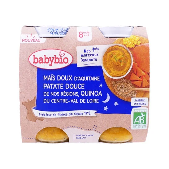 BabyBio Buenas Noches Maíz Patatas Quinoa 8m+ Bio 2x200g