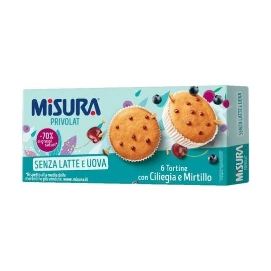 Misura Privolat Tortine con Ciliegia E Mirtillo Bio 6x48.3g