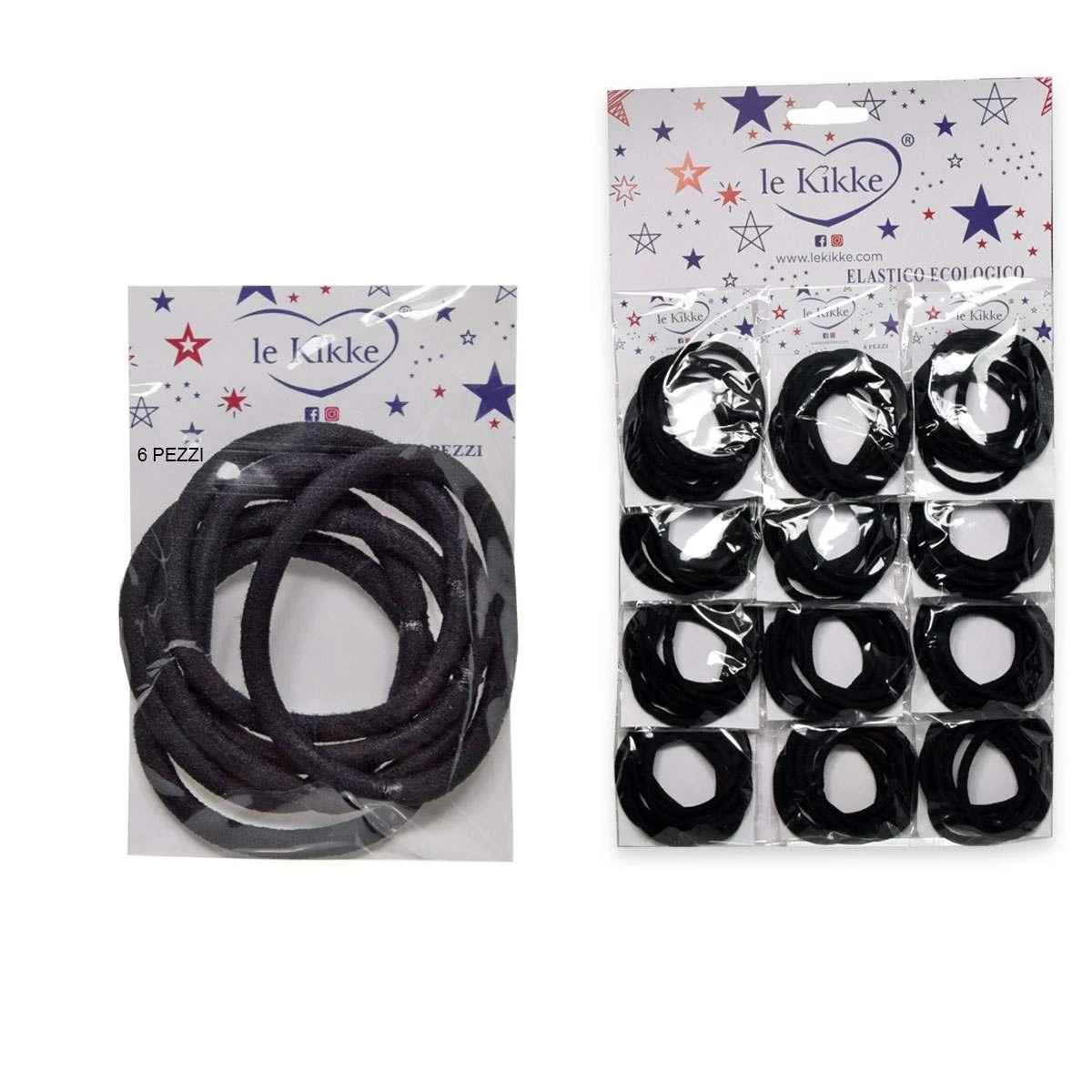 Le kikke card 12 buste 72 pz. elastici nero d. 4,5 - spes. 0,4 cm