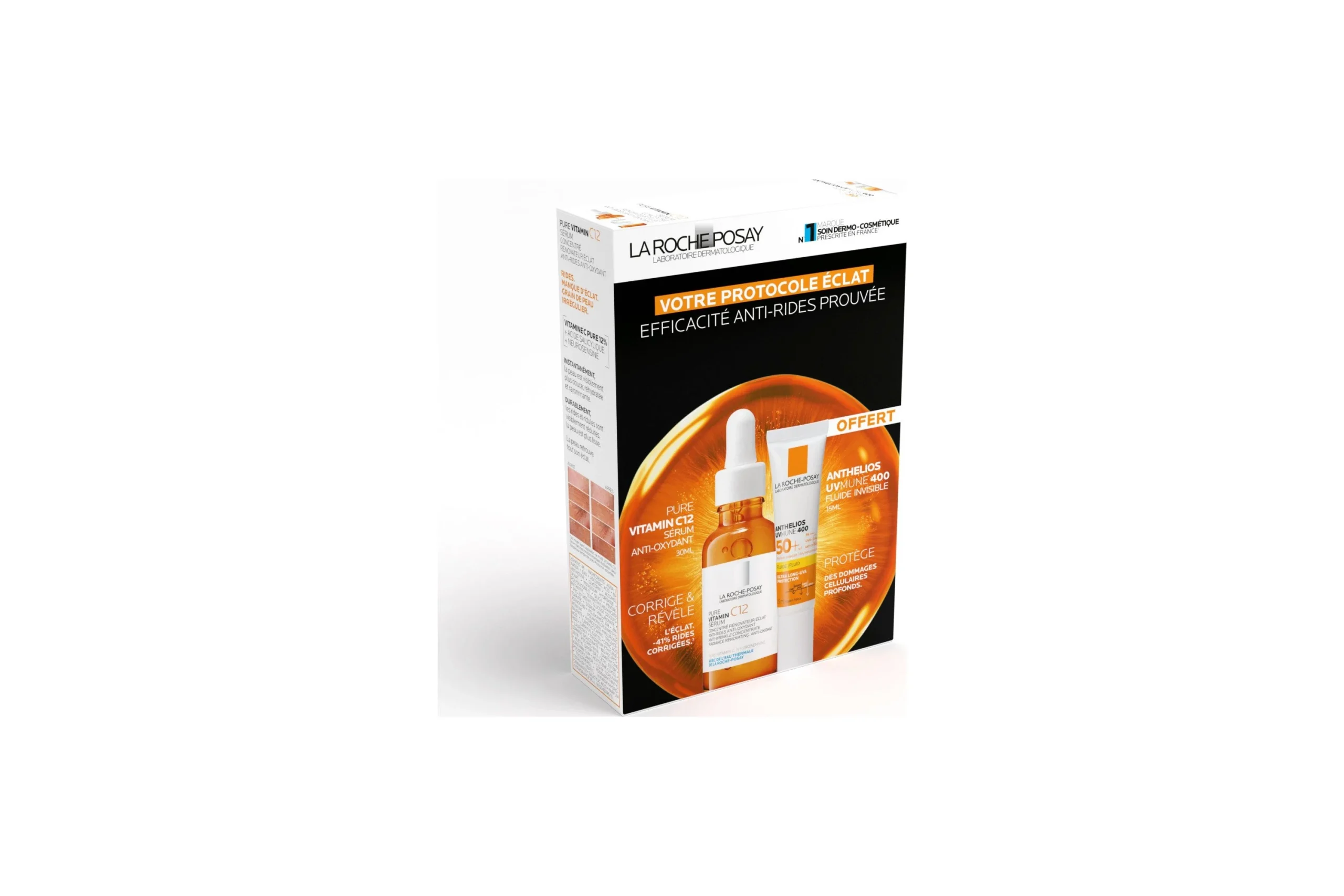 La Roche-Posay Toleriane Set Antirughe Siero Viso C12 + Protezione Solare Anthelios SPF50+ Gratuito 45ml