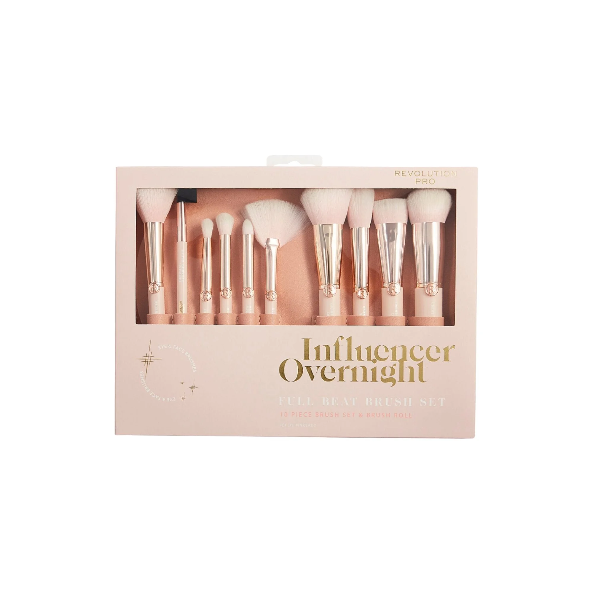 Makeup revolution Revolution PRO x Influencer Overnight Full Beat Brush Set & Roll - Set di pennelli