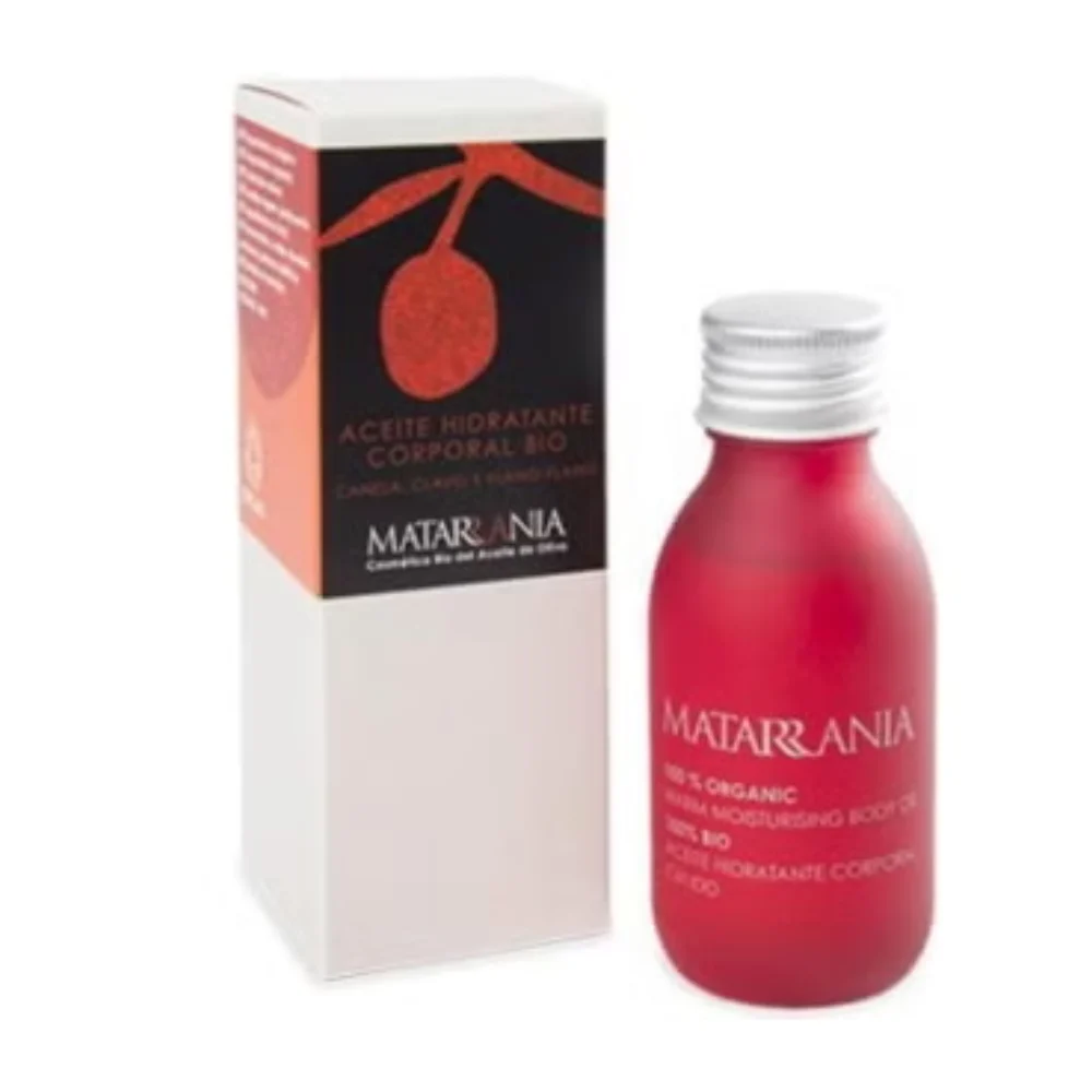 Matarrania Olio per il corpo idratante biologico Cannella, chiodi di garofano e Ylang Ylang, 100 ml