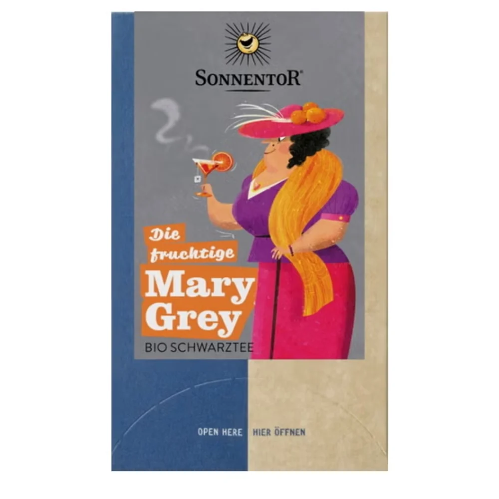 Sonnentor Tè Nero Bio - Mary Grey - Il Fruttato, 18 bustine a doppia camera (27 g)