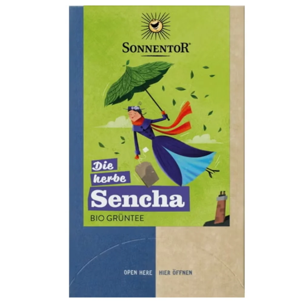Sonnentor Tè Verde Bio - Sencha - L'Erbaceo, 18 bustine a doppia fotocamera (21,60 g)