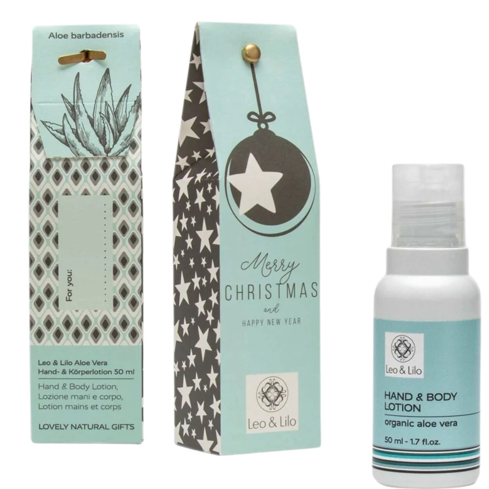 Leo & lilo Lozione Mani e Corpo all'Aloe Vera in Confezione Regalo Buon Natale (50 ml)