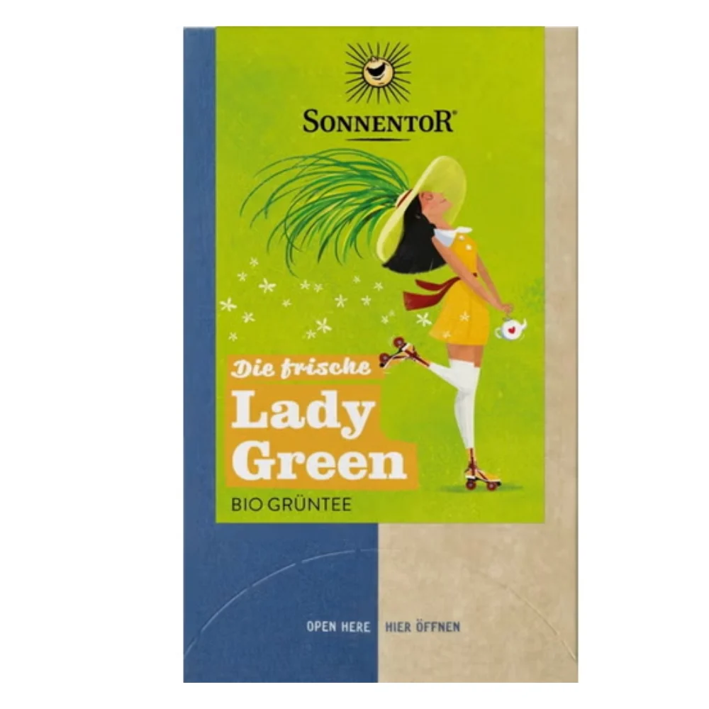 Sonnentor Tè Verde Bio - Lady Green - Il Rinfrescante, 18 bustine a doppia camera (21,60 g)