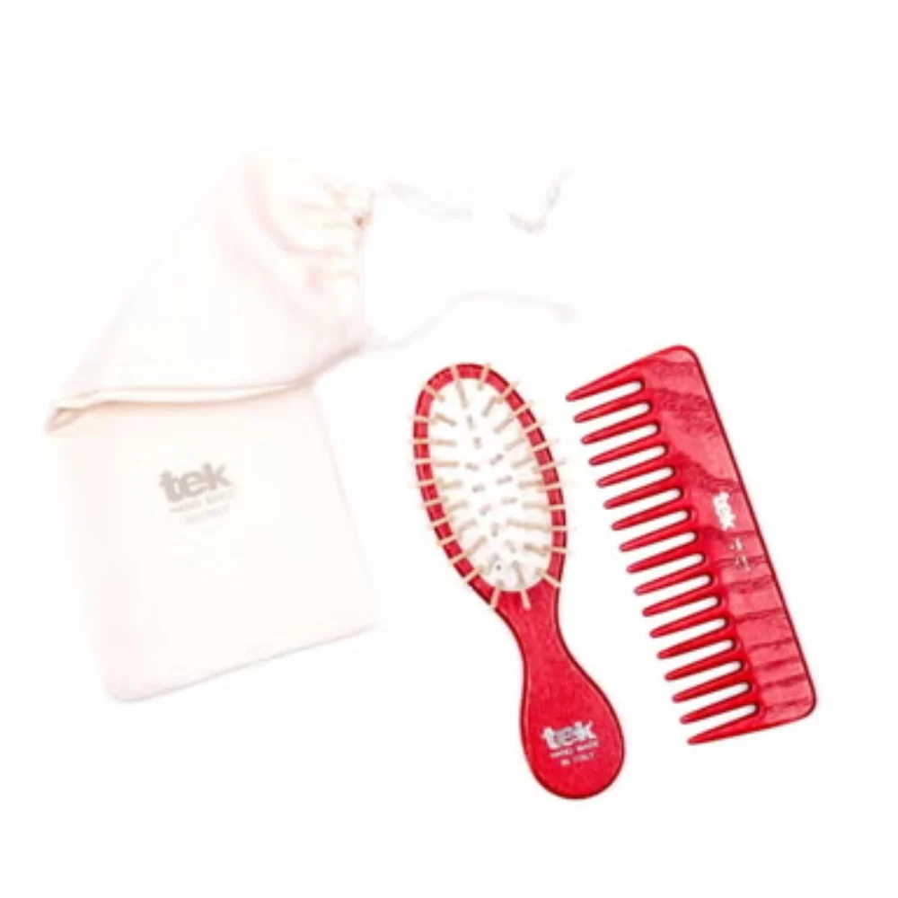 Tek Kit da Borsetta con Custodia in Cotone, Rossi