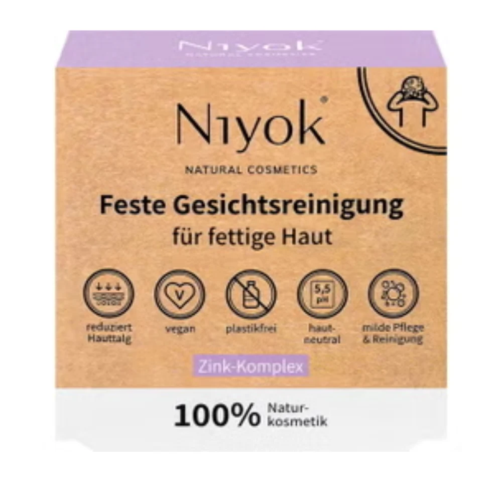 Niyok Detergente Viso Solido al Complesso di Zinco, da 80 g