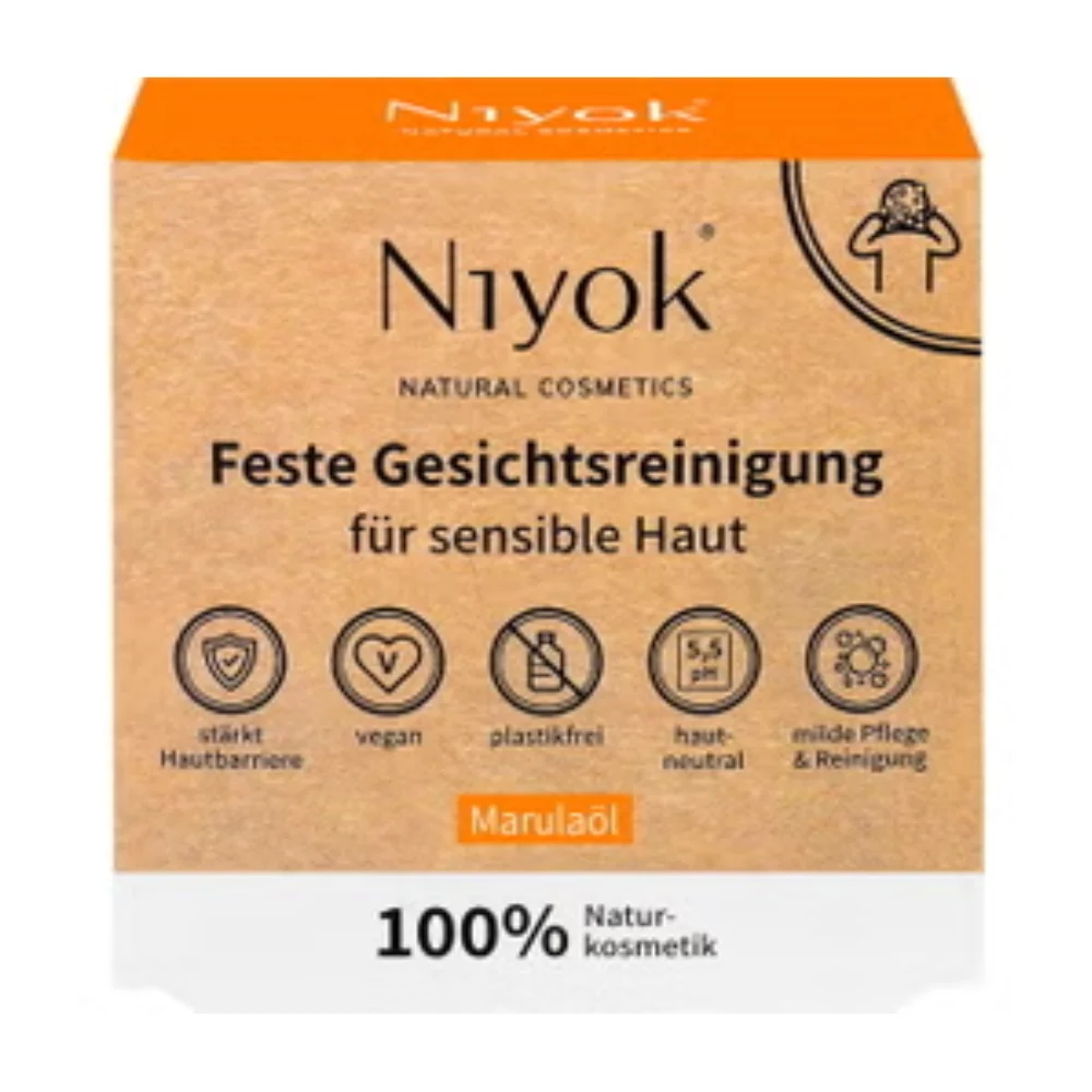Niyok Detergente Viso Solido All'Olio di Marula, 80 g