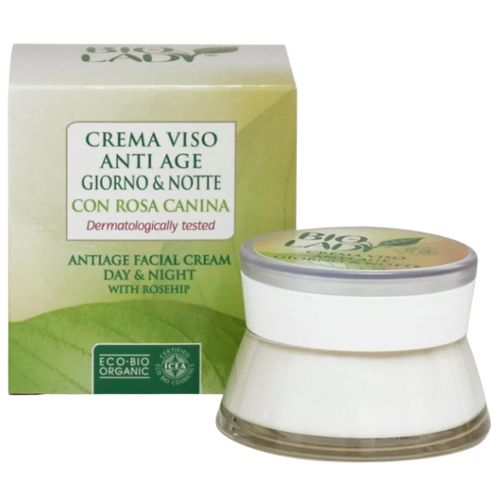 Pilogen Bio Lady Crema Viso Antiage alla Rosa, 50 ml