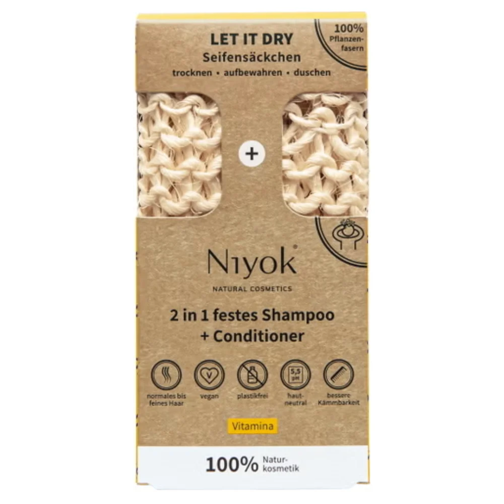Niyok Shampoo e Balsamo Solido 2in1 On-Pack , Vitamina