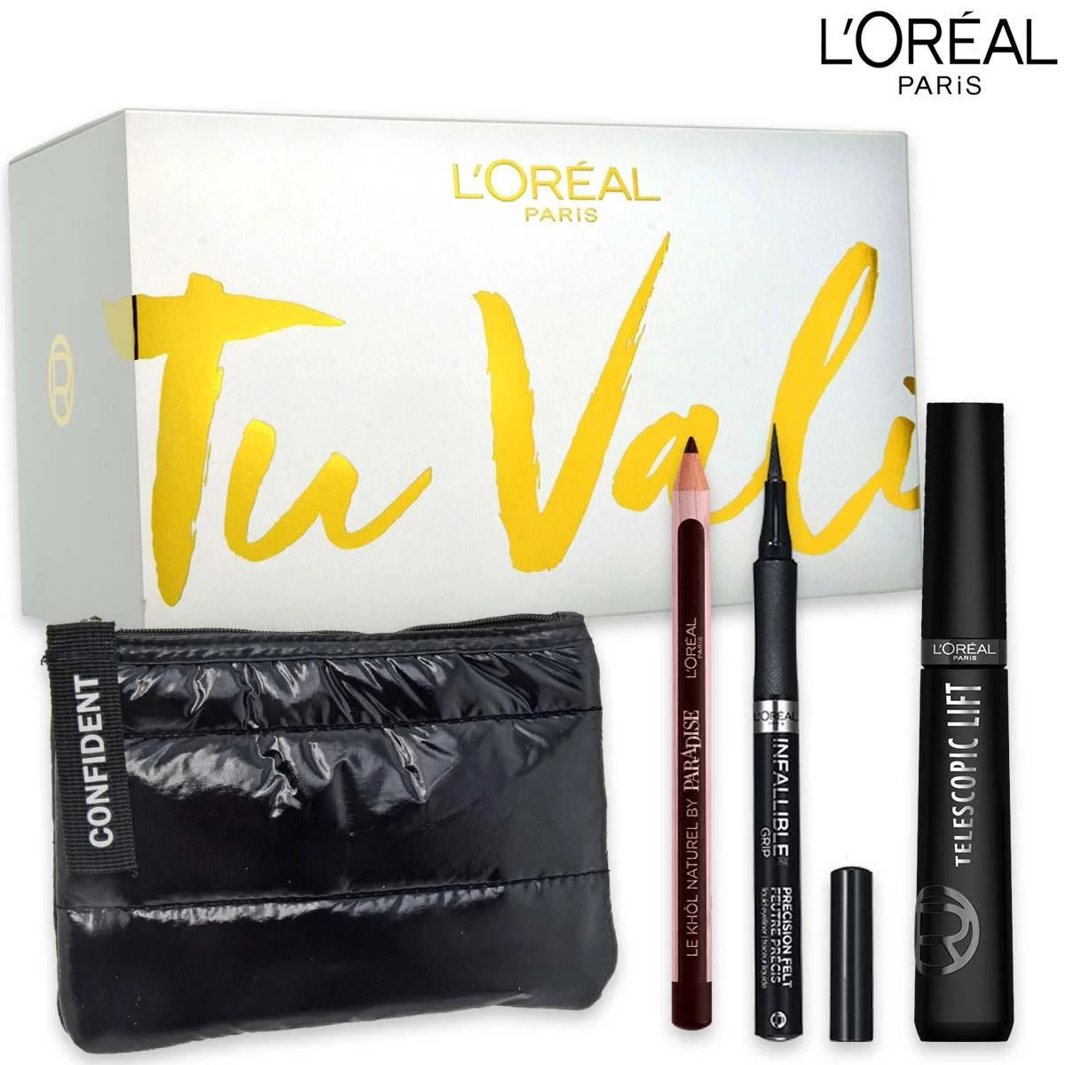L'oreal mascara telescopico + eyeliner + matita + pochette