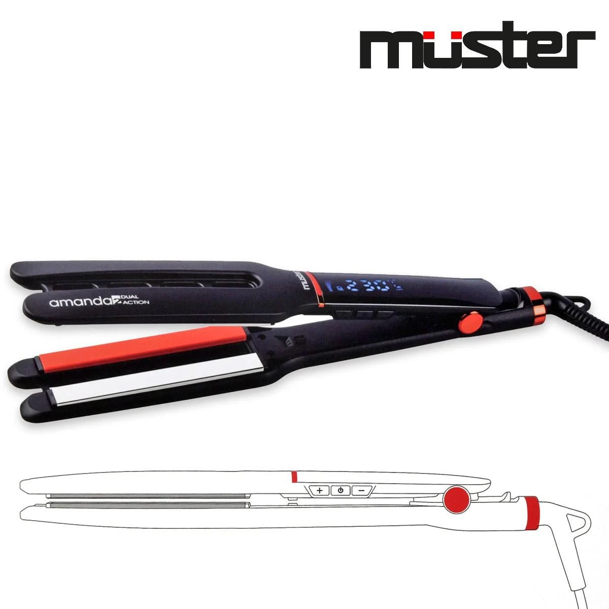 Muster piastra stirante "amanda dual action"