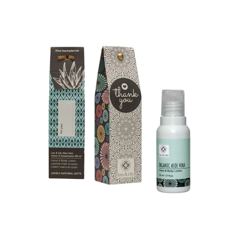 Leo & lilo Lozione Mani e Corpo all'Aloe Vera in Confezione Regalo Grazie (50 ml)