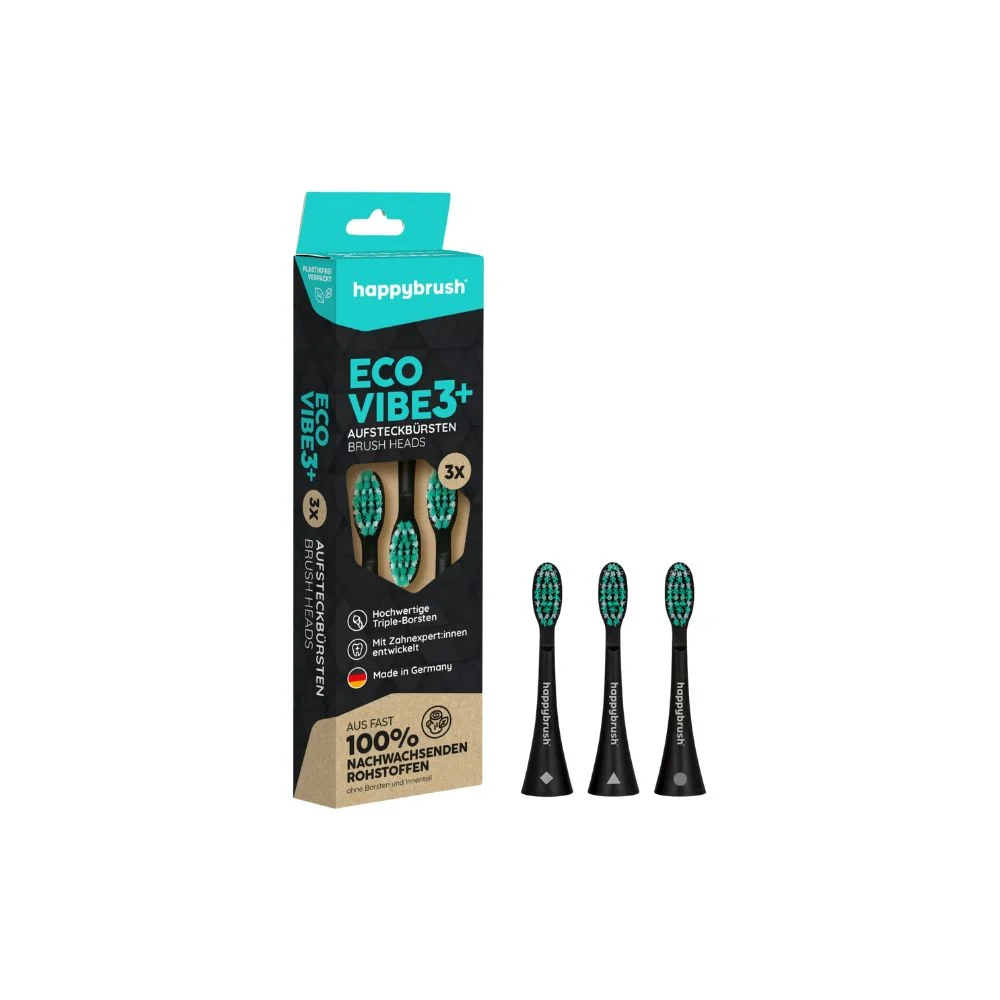 happybrush Eco VIBE 3 - Testine Nero e Menta