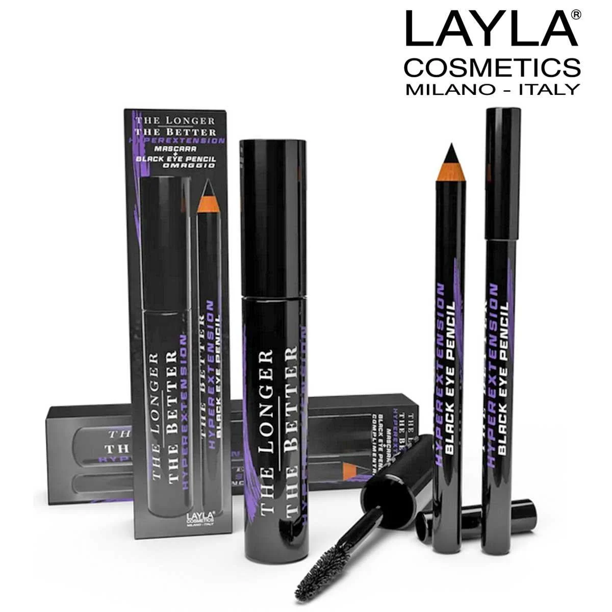 Layla mascara hyperextension extreme nero + matita occhi nera omaggio