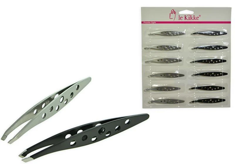 Le kikke pinzette ciglia argento/nera