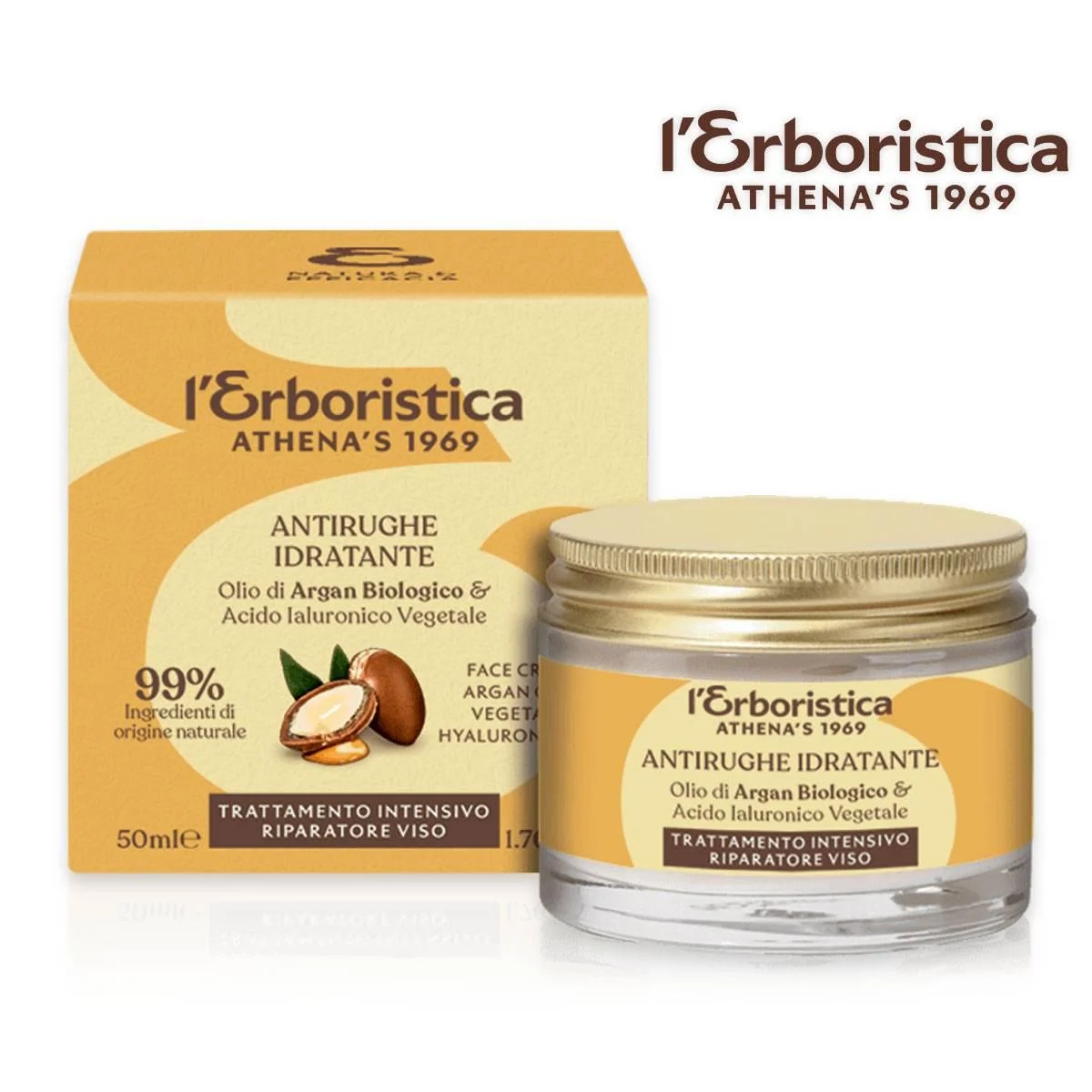L'erboristica crema viso olio d'argan c/acido jaluronico veg. 50 ml