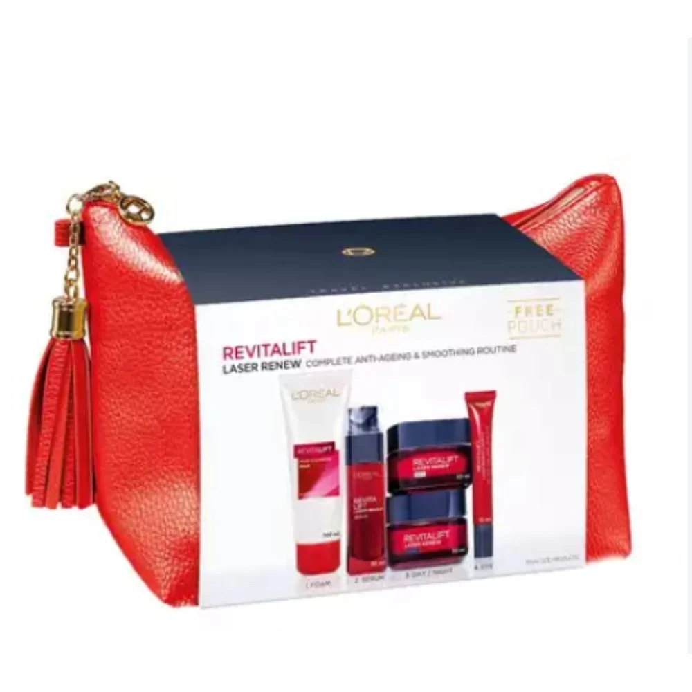 Set L'Oreal Paris: Revitalift Laser Renew Schiuma Detergente 100 ml + Crema Contorno Occhi Antirughe 15 g + Siero Viso 30 ml + Crema Notte Antirughe Acido Ialuronico