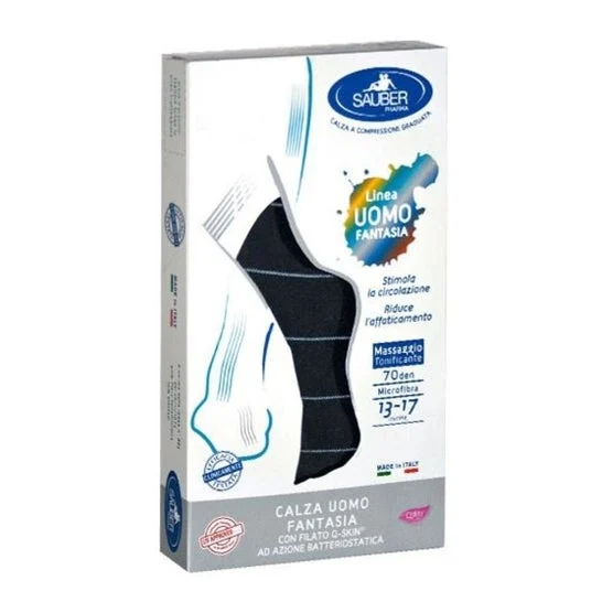 Sauber Qskin Uomo 70den Calza Ancore Capri Blu S/M 1 Paio