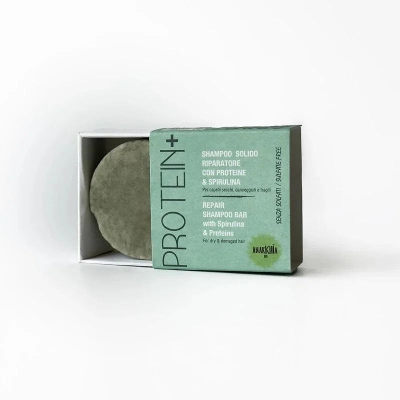 Anarkhia Proteine+ Shampoo Solido Riparatore con Proteine e Spirulina 55 g