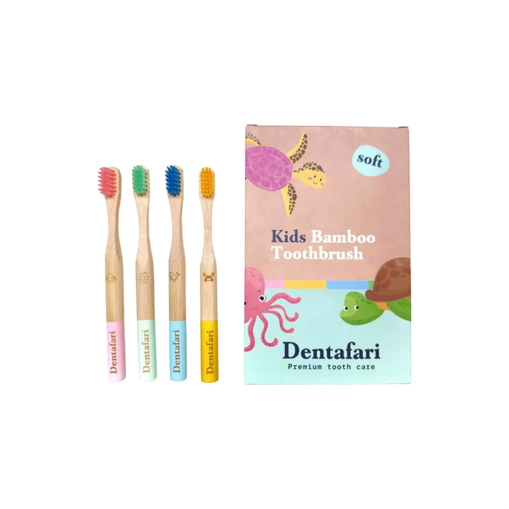 Dentafari Set di 4 Spazzolini da Denti in Bambù per Bambini