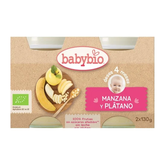 Babibio Vaso biologico di mele e banane 2x130g