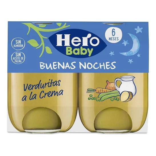 Hero Baby Buenas Noches Verduritas a la Crema 2x190 gr