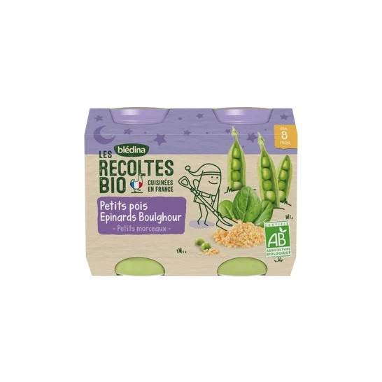 Blédina les Récoltes Bio Fagioli Spinacio Bulgur 2x200g