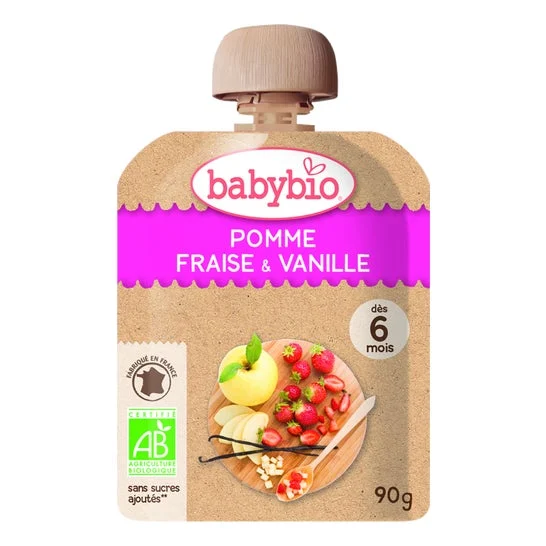 Babybio Compota Manzana Fresa y Vainilla 90g