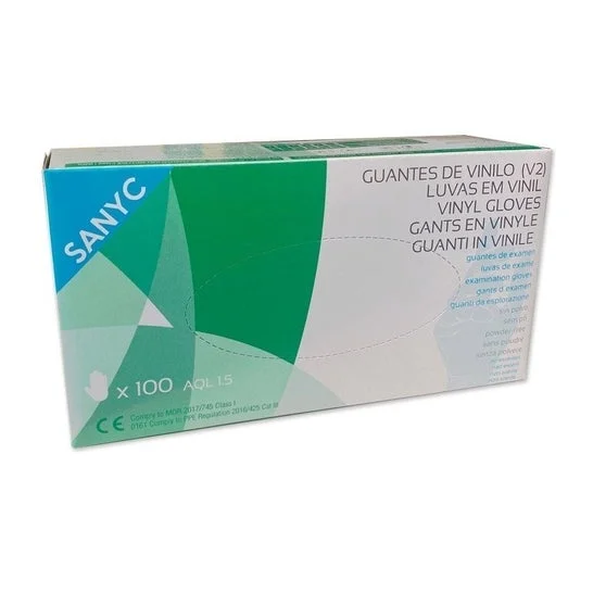 Sanyc Guante Vinilo Newmark Sin Polvo Talla Pequeña 100uds