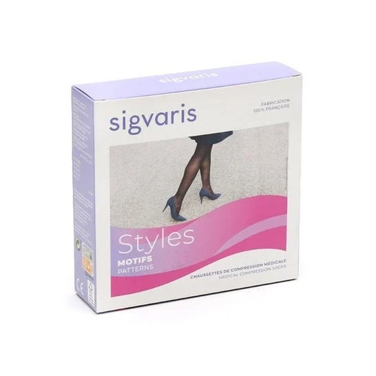 Sigvaris 2 Styles Patterns Satén Calcetín Negro TSL 1 Par