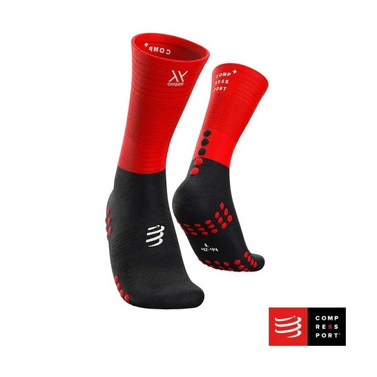 Compressport Calze Comp Media Taglia 3 Nero Rosso 1 Paio