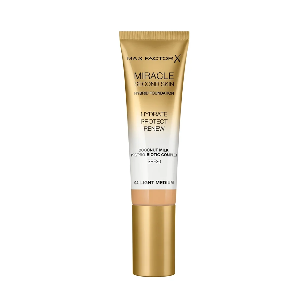 Max Factor Miracle Second Skin Hybrid Fondotinta SPF20 04 Light Medium 30 ml