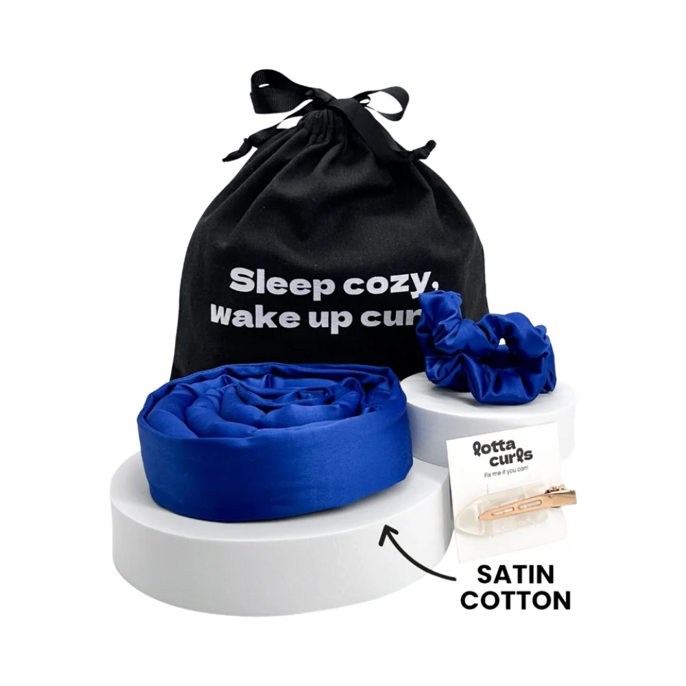 Lotta Set Arricciacapelli Satin Cotton, Blue
