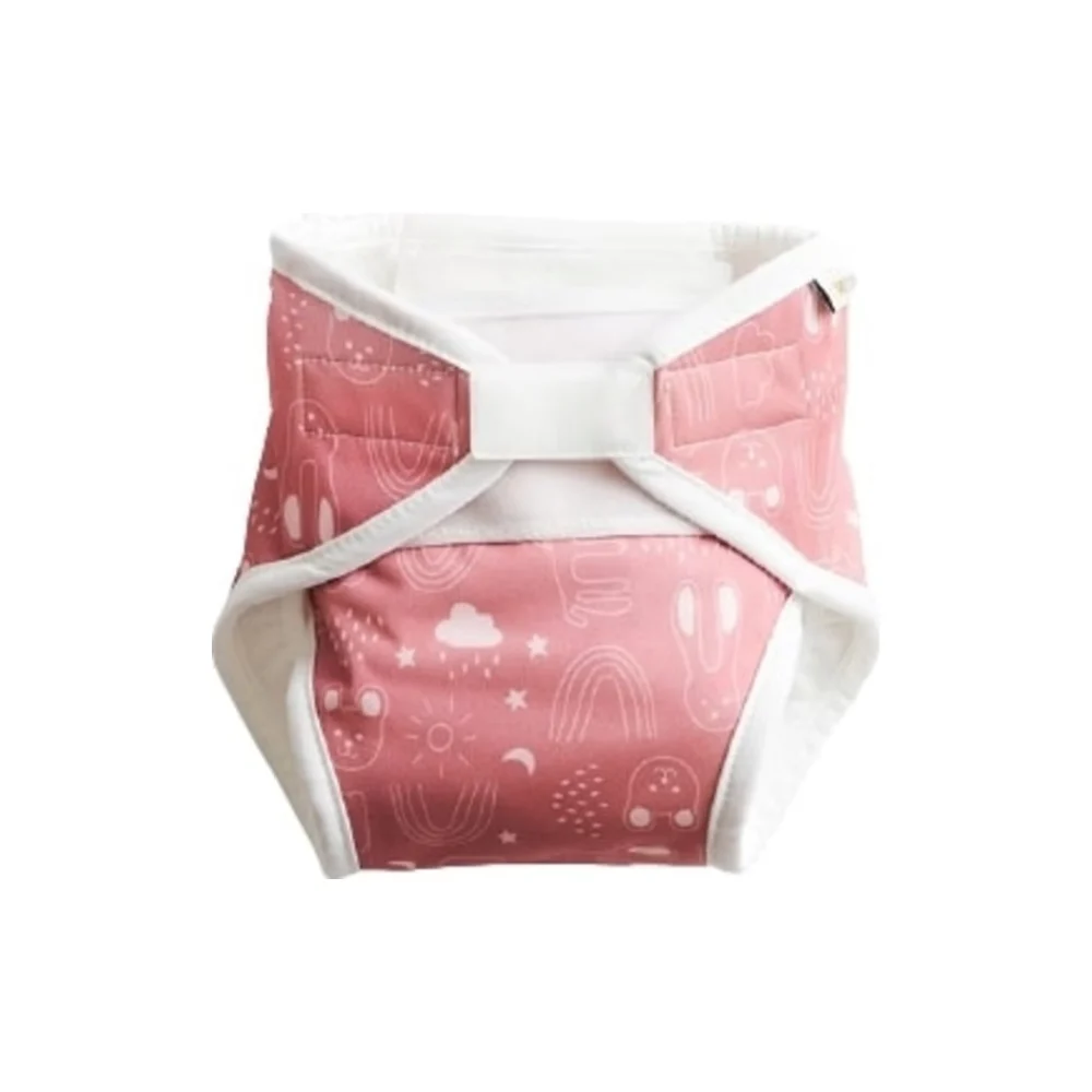 Vimse Pannolino Tutto-In-Uno In Tessuto Per Neonati, Rusty Pink Teddy