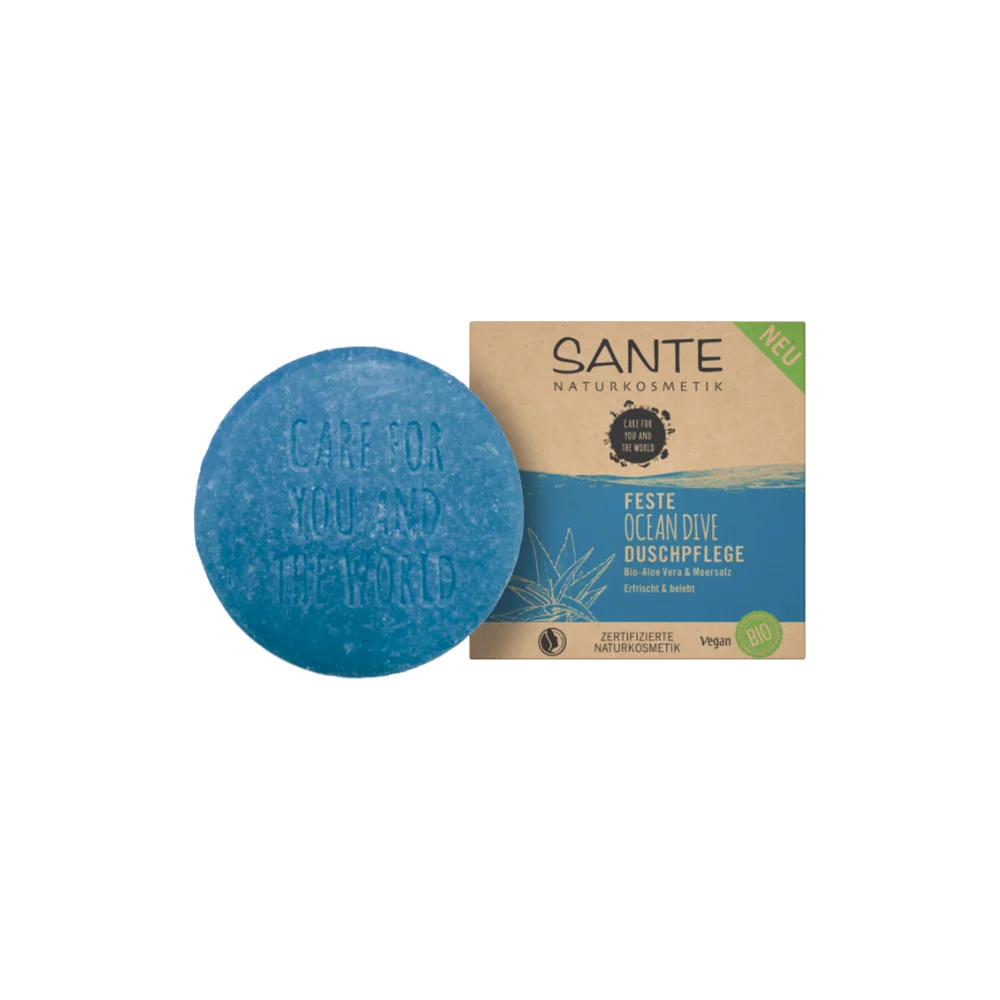 Sante Gel Doccia Solido all'Aloe Biologica e Sale Marino, da 80 g