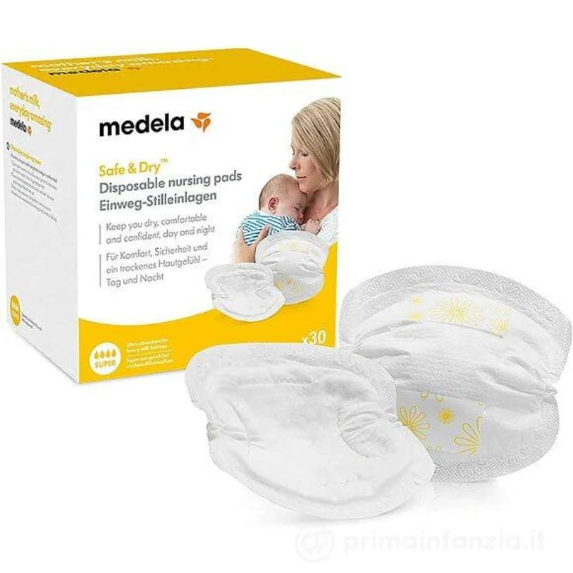 Medela Safe & Dry - Cuscinetti per Allattamento Monouso - Super x30
