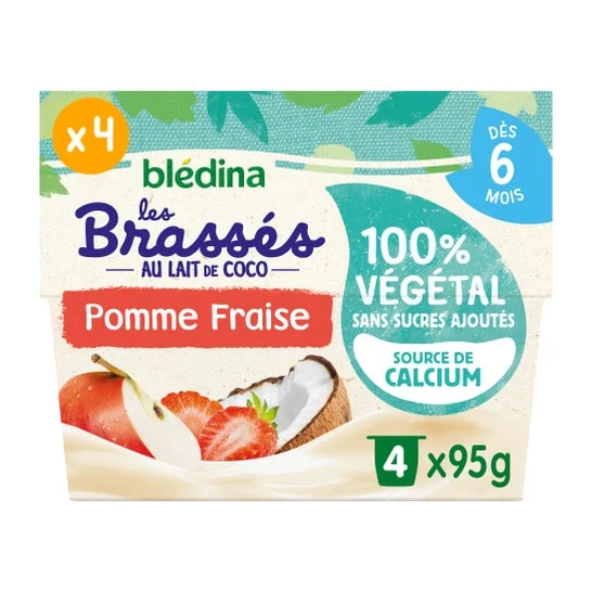 Bledina Les Brasses Leche Coco 100 Vegetal Manzana Fresa 4x95 g