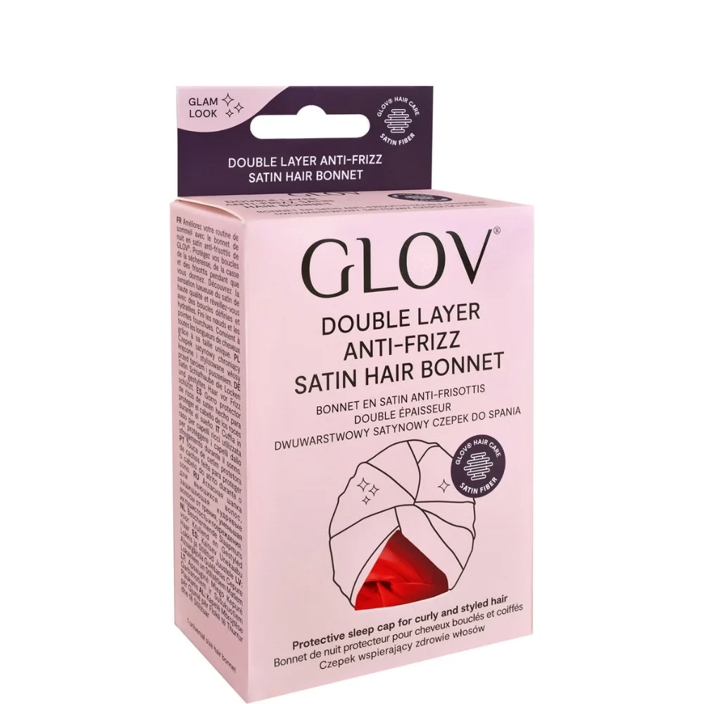 Glov Turbante in raso doppio strato rosso Protegge dalla rottura, dall'effetto crespo e dalle cariche elettrostatiche