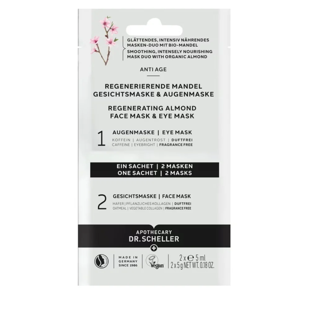 Dr. scheller Maschere Rigeneranti Viso e Occhi alla Mandorla, 10 ml