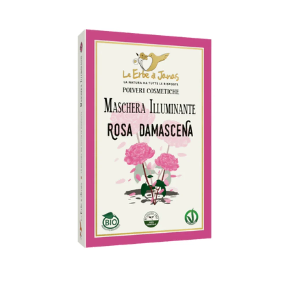 Le erbe di janas Maschera Viso Illuminante alla Rosa Damascena, da 100 g