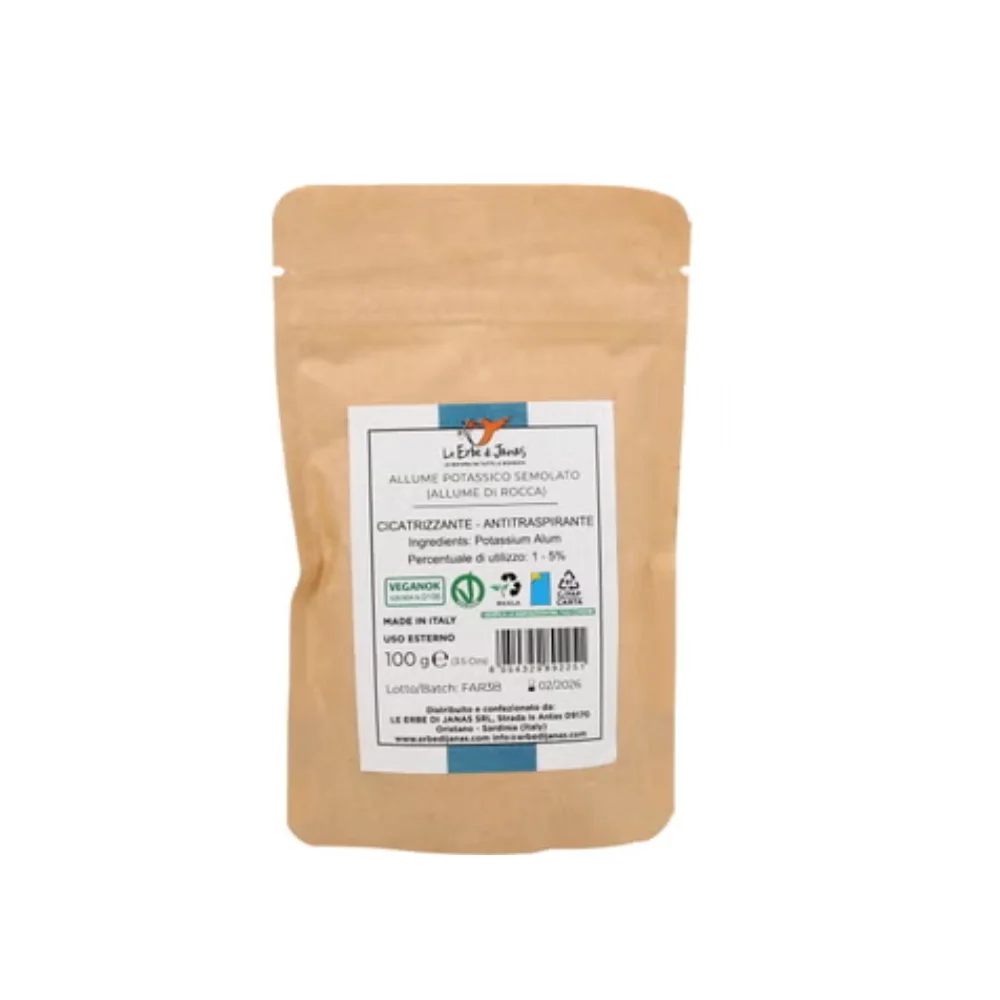 Le erbe di janas Allume Potassico Semolato (Polvere di Allume di Rocca), 100 g
