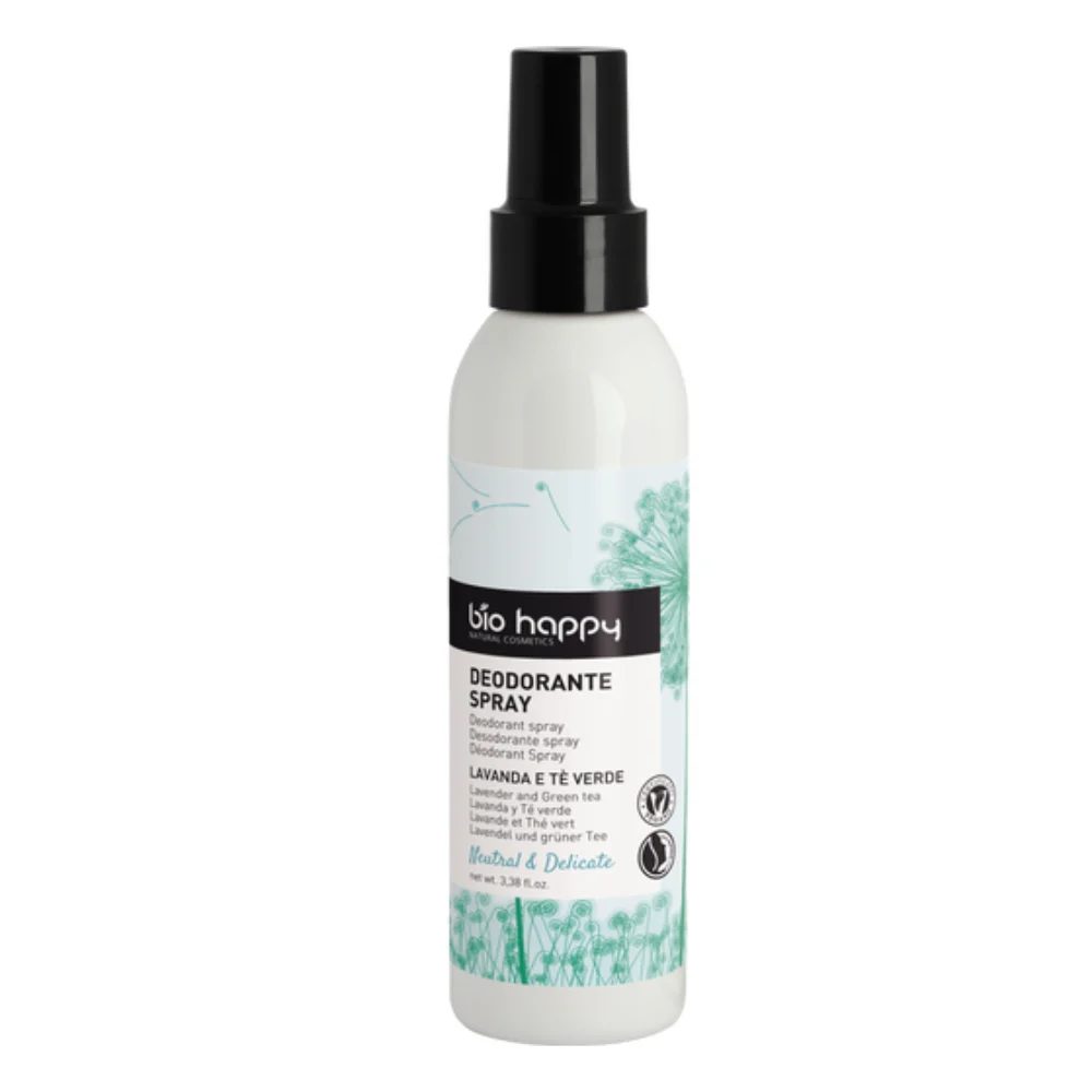 bio happy Neutral & Delicate Deodorante Spray Lavanda e Tè Verde, 100 ml