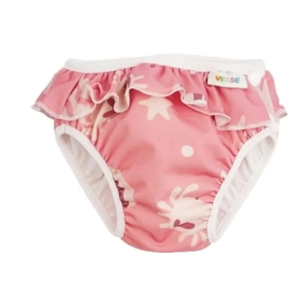 Vimse Pannolino-Mutandina Da Bagno, Volant Di Balena Rosa